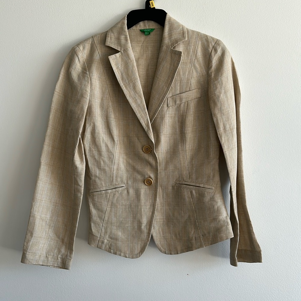 United colors of Benettone jacket plaid linen xs